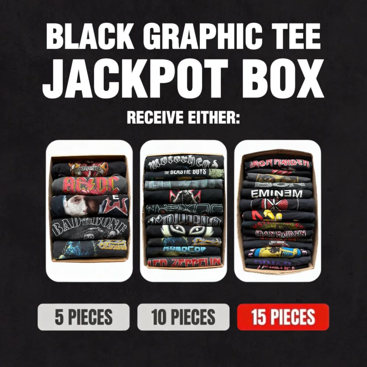 BLACK GRAPHIC T-SHIRT VINTAGE BOX - JACKPOT BOX - Image 4
